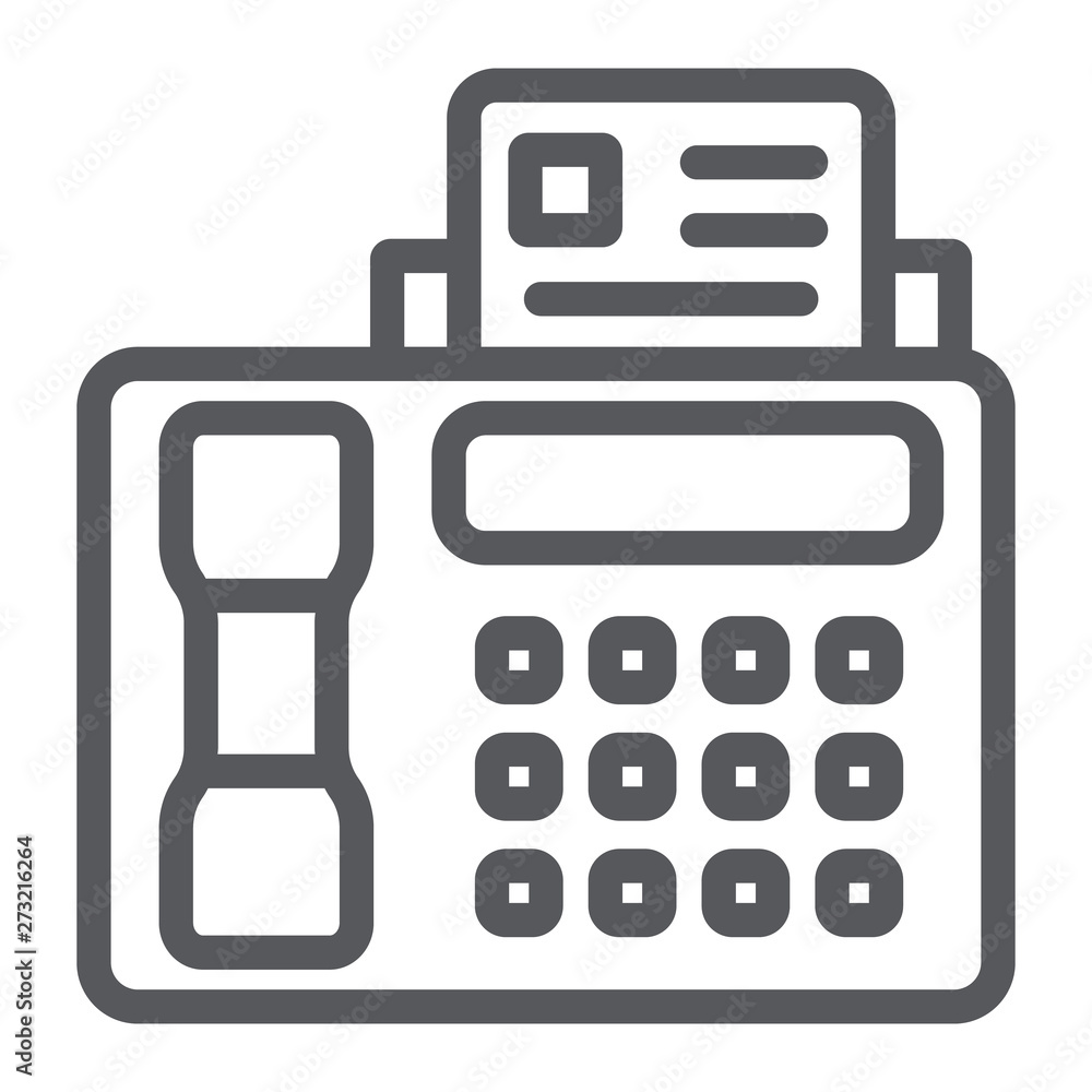 Aufkleber fax line icon, print and device, printer sign, vector graphics, a linear pattern on a white backgrou