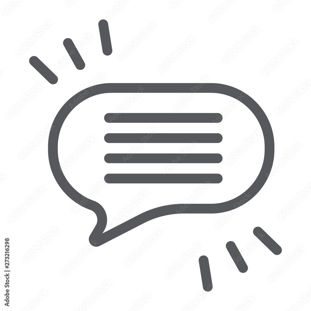 Poster comment line icon, chat and dialog, speech bubble sign, vector graphics, a linear pattern on a white