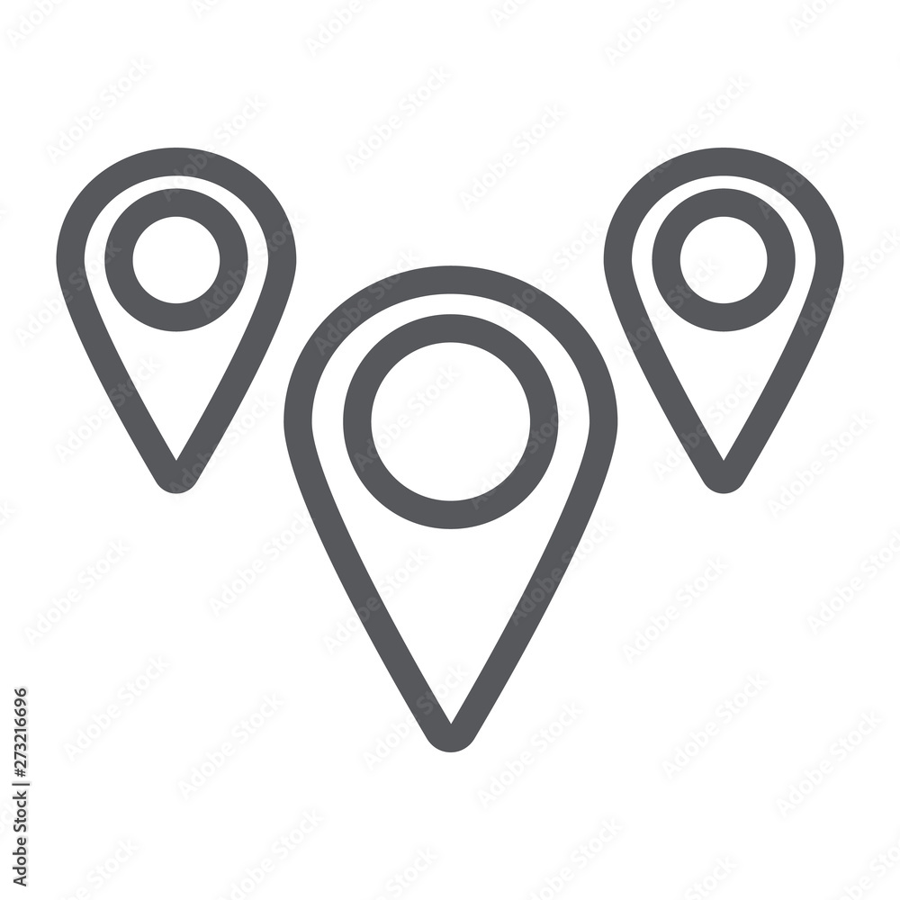 Poster geotag pin line icon, navigation and location, geolocation sign, vector graphics, a linear pattern o