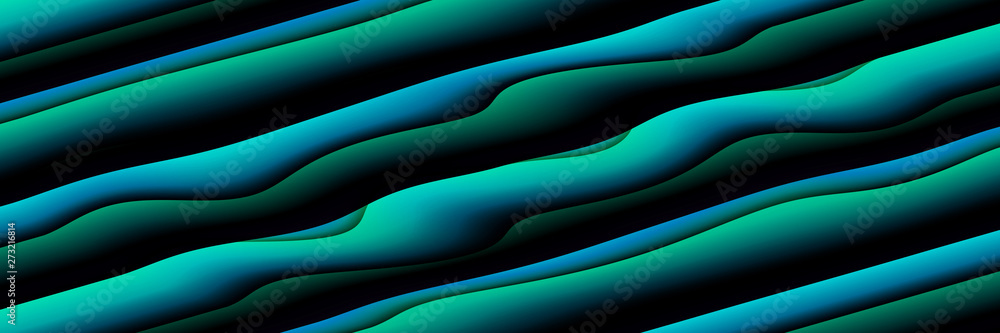 Poster digital art, panoramic abstract three-dimensional objects with soft lighting, germany