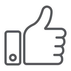 Obraz premium Like button line icon, approve and ok, thumb up sign, vector graphics, a linear pattern on a white background.