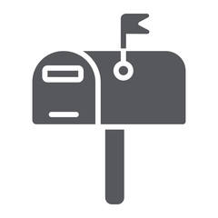 Mailbox glyph icon, post and address, pobox sign, vector graphics, a solid pattern on a white background.