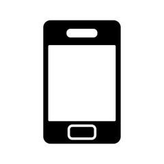 Mobile phone with blank screen in flat style - stock vector illustration.