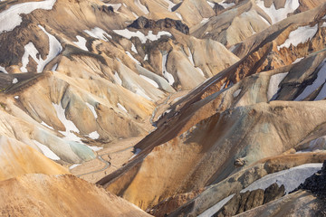 Landmannalaugar National Park - Iceland. Rainbow Mountains. Beautiful colorful volcanic mountains. Summer time.