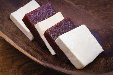 cheese with guava, a typical Brazilian dessert. Sliced ​​cheese with guava jam, served at...