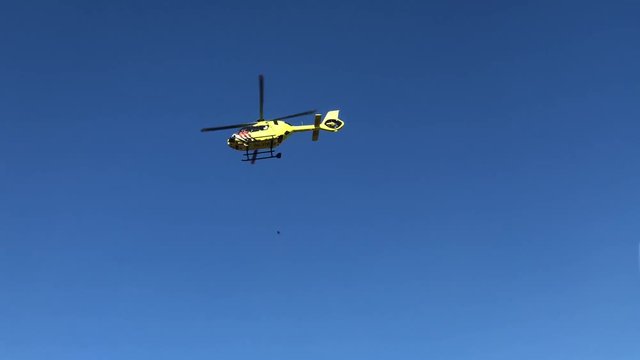 Flying medical helicopter