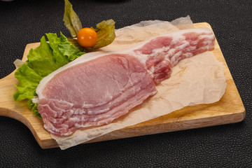 Raw pork bacon