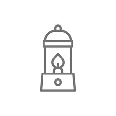 Camping lantern, gas lamp, camp line icon.