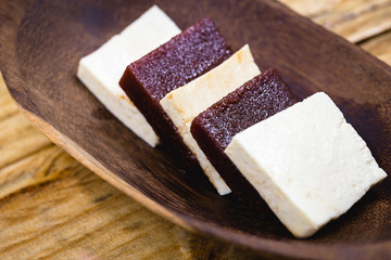 cheese with guava, a typical Brazilian dessert. Sliced ​​cheese with guava jam, served at...