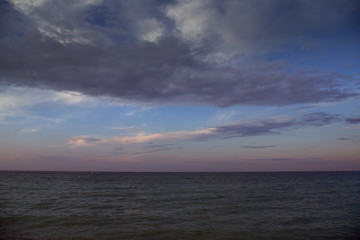 Naklejka na ściany i meble sunset over the sea, clouds, water,nature, horizon,cloudscape,evening, beautiful,