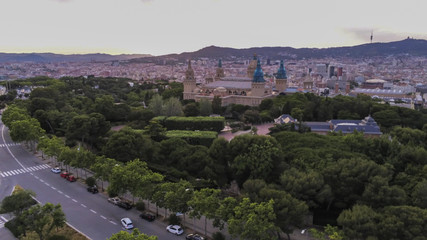 Obraz premium Barcelona. Aerial view in Montjuic. Catalonia,Spain. Drone Photo