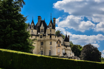 Obraz premium Partial view of the Usse Castle, a castle in the Indre valley that has inspired the Sleeping Beauty fairy tale