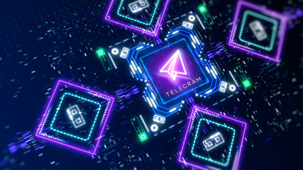 Telegram social network concept 3d render. Hi-tech digital symbol