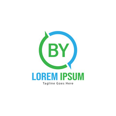 Fototapeta premium BY Letter Logo Design. Creative Modern BY Letters Icon Illustration