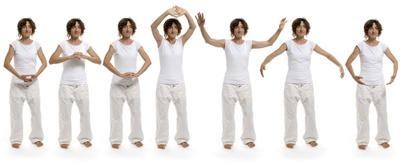 Mix Überblick Figuren aus allen acht Brokaten Übungen Chigong Baduanjin 0/8