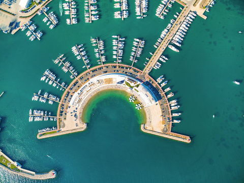 Aerial view of Sukosan marina near zadar, Croatia.
