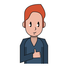 Young man smiling profile cartoon