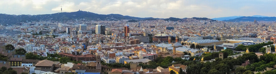 Drone in Barcelona, city of Catalonia.Spain. Aerial Photo