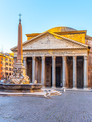 Obraz na płótnie Canvas Pantheon and Fontana del Pantheon with monumental obelisk on Piazza della Rotonda, Rome, Italy