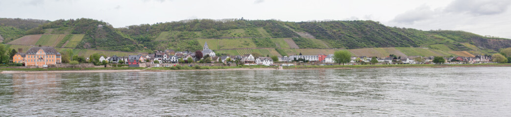 Fototapeta na wymiar River Rhine (Rhein)The Andernach Geyser (Geysir Andernach, Namedyer Sprudel) Andernach Rhineland Palatinate Germany