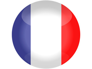 France flag button. Round flag with flares. volume object