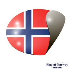 Sticker with flag of Norway. Colorful illustration with flags for web design. Illustration with white background.
