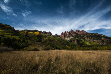 field and mountains