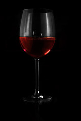 Half filled glass of wine