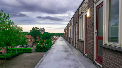 Dutch flat complex with storm weather