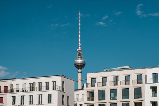 real estate in Berlin concept - apartment buildings and tv tower