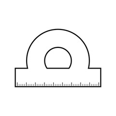 Half circle protractor - tool for elementary mathematics education, geometrical drawing and architecture - isolated vector illustration on white background.