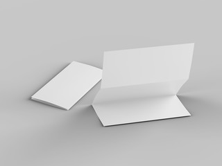Folded trifold brochure in A4 format mockup.3d illustartion
