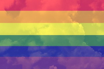 LGBTQ flag with CloudS sky, LGBT pride flag or Rainbow pride flag include of Lesbian, gay, bisexual, and transgender flag of LGBT organization for homosexual people