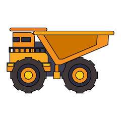 Mining vehicle machinery isolated sideview
