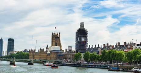 Naklejka premium Big Ben conservation works at the Houses of Parliament aka Westminster Palace in London, UK