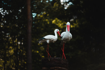 Garden figures in the garden. In the country house