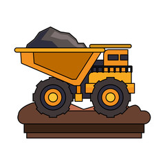 Mining vehicle machinery isolated sideview