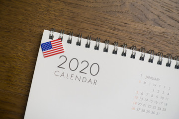 American Flag on January 2020 Calendar