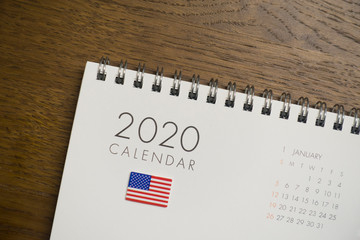 American Flag on January 2020 Calendar