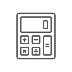 Calculator line icon. Minimalist icon isolated on white background. Calculator simple silhouette.