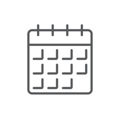 Calendar line icon. Minimalist icon isolated on white background. Calendar simple silhouette.