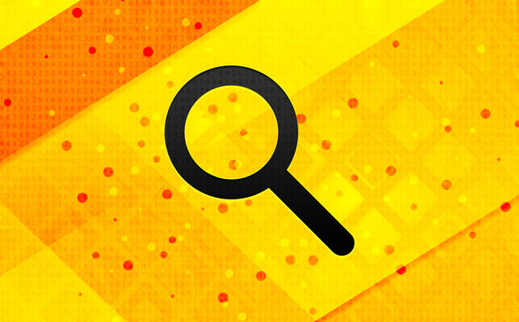Magnifying glass icon abstract digital banner yellow background