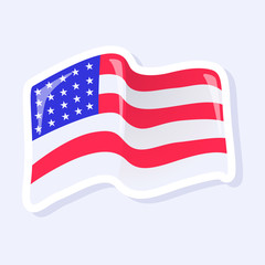 4th of July, United States Independence Day related symbol. US Flag Icon. Stars and Stripes. Flat design sign isolated on background