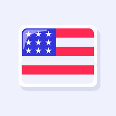 4th of July, United States Independence Day related symbol. US Flag Icon.  Stars and Stripes. Flat design sign isolated on background