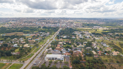 Aerial view of Clean Water (Águas Claras) city in Brasilia, Brazil.