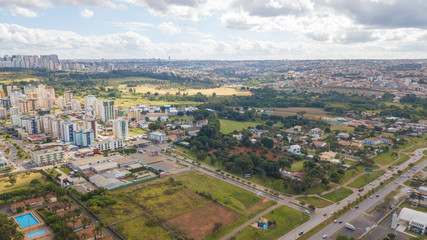 Aerial view of Clean Water (Águas Claras) city in Brasilia, Brazil.