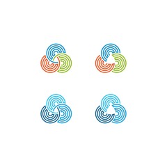 circles trinity line art logo illustration vector icon download