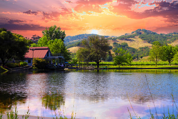 Fototapeta premium Fire Lake Sunset