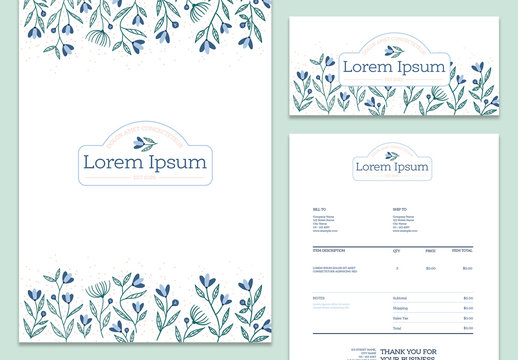 Stationery Set with Floral Elements