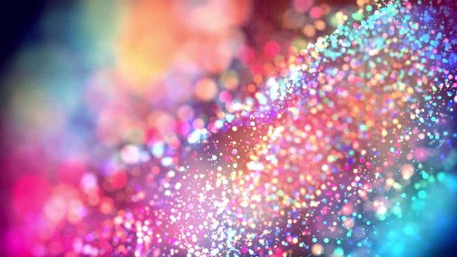 multicolored particles like confetti or spangles float in a viscous liquid and glitter in the light with depth of field. 3d abstract animation of particles in 4k. luma matte as the alpha channel. 40